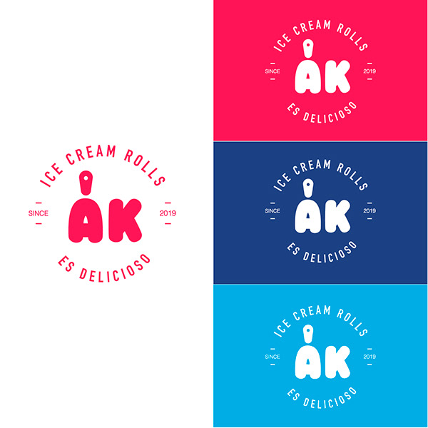 AK Ice Cream Rolls logo color variations