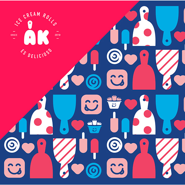 AK Ice Cream Rolls illustrated brand pattern