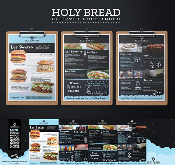 Holy Bread Gourmet Food Truck menu boards and brand applications