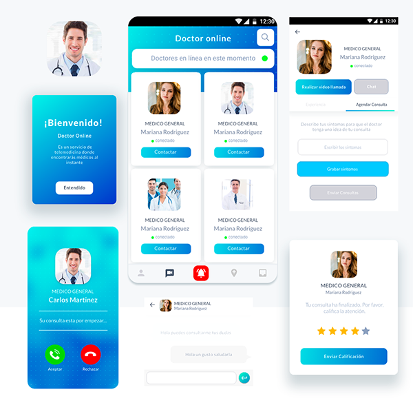 Alo Doctores online doctor and chat screens